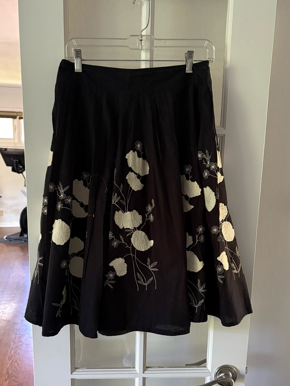 French Connection Black Floral Embroidered Skirt